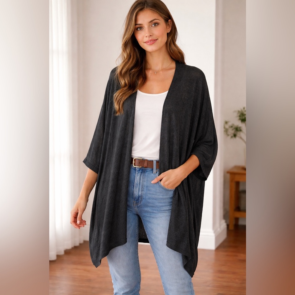 Forever 21 Black Draped Open-Front Cardigan